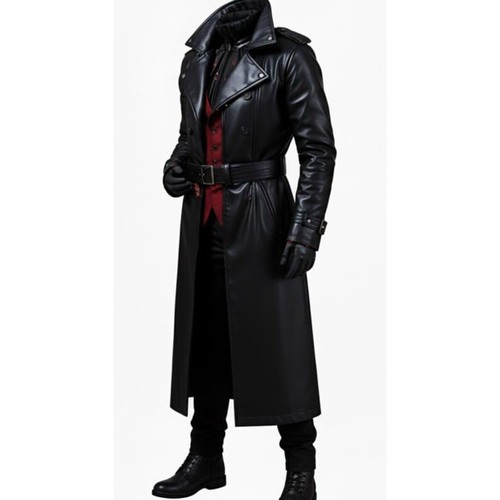 Men real leather long trench - long,